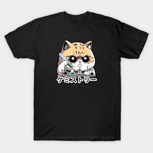 Intense Chemist Cat - Japanese Science Whiz Tee T-Shirt